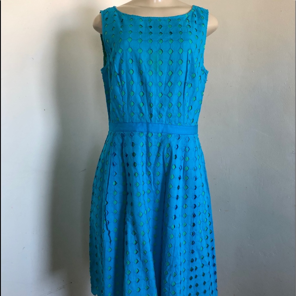 Ann Taylor LOFT 8 M Dress Teal Diamond Cutout